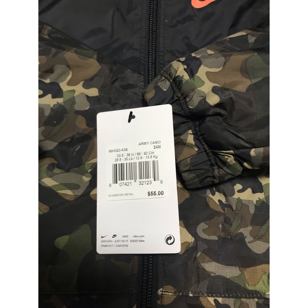 NIKE KIDS CAMO PRINT JACKET W/ HOOD - Picture 3 of 4